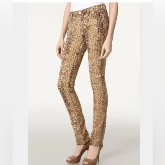 Tory Burch Snakeskin Print Jeans - Picture 1 of 7